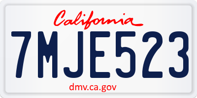 CA license plate 7MJE523