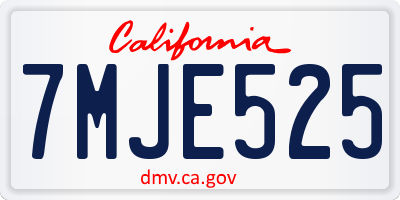 CA license plate 7MJE525