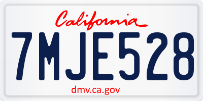CA license plate 7MJE528