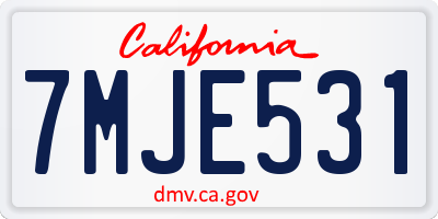 CA license plate 7MJE531