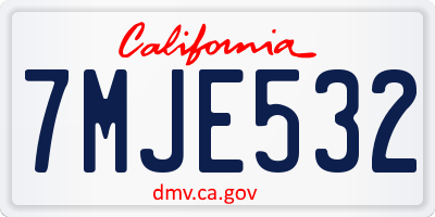 CA license plate 7MJE532