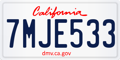 CA license plate 7MJE533