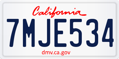 CA license plate 7MJE534