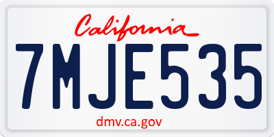 CA license plate 7MJE535