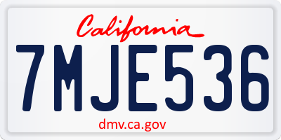 CA license plate 7MJE536