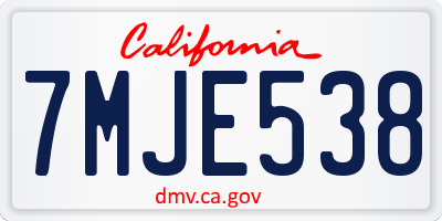CA license plate 7MJE538