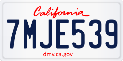 CA license plate 7MJE539