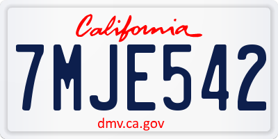 CA license plate 7MJE542