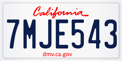 CA license plate 7MJE543