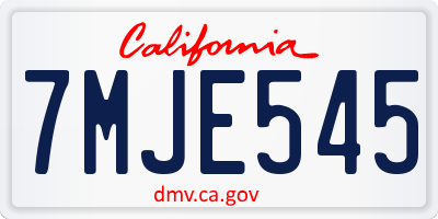 CA license plate 7MJE545