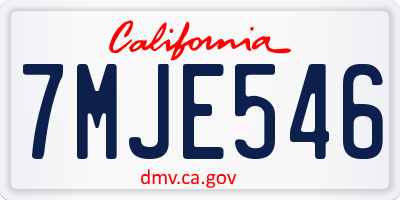 CA license plate 7MJE546