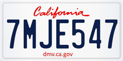 CA license plate 7MJE547