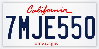 CA license plate 7MJE550