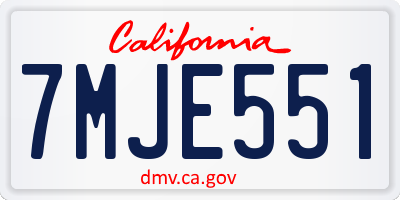 CA license plate 7MJE551