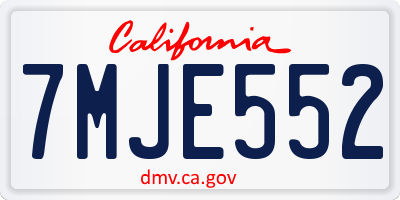 CA license plate 7MJE552