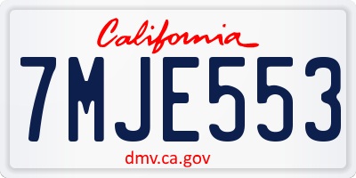 CA license plate 7MJE553