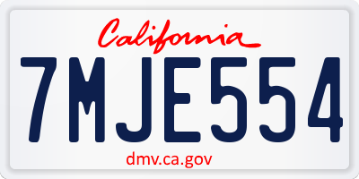 CA license plate 7MJE554