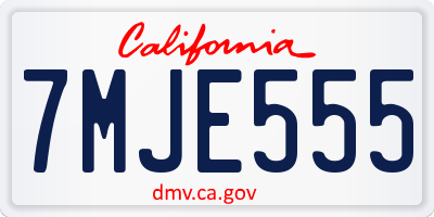 CA license plate 7MJE555