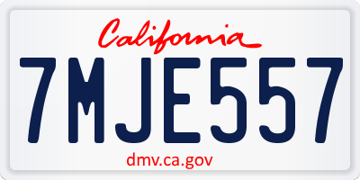 CA license plate 7MJE557