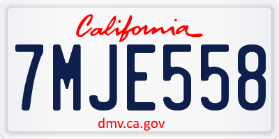 CA license plate 7MJE558