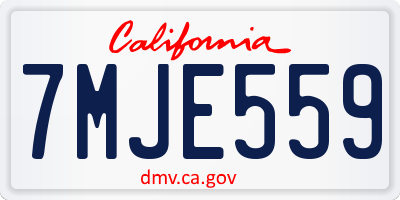 CA license plate 7MJE559
