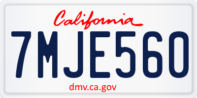 CA license plate 7MJE560