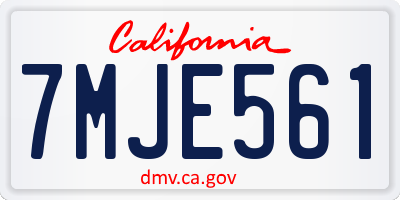 CA license plate 7MJE561