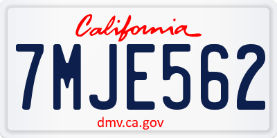 CA license plate 7MJE562