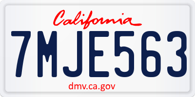 CA license plate 7MJE563