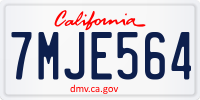 CA license plate 7MJE564