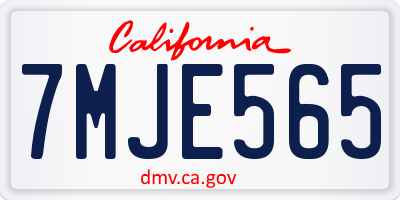 CA license plate 7MJE565