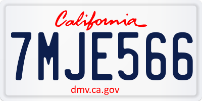 CA license plate 7MJE566