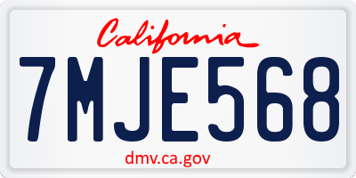 CA license plate 7MJE568