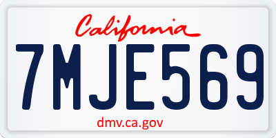 CA license plate 7MJE569