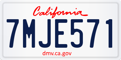 CA license plate 7MJE571