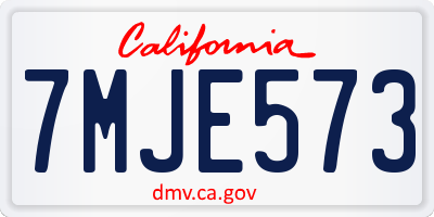 CA license plate 7MJE573