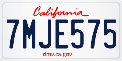 CA license plate 7MJE575