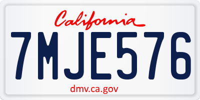CA license plate 7MJE576