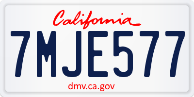 CA license plate 7MJE577