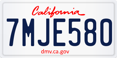 CA license plate 7MJE580