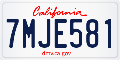 CA license plate 7MJE581