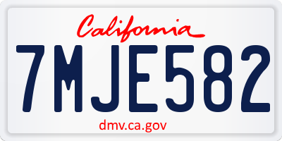 CA license plate 7MJE582
