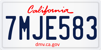 CA license plate 7MJE583