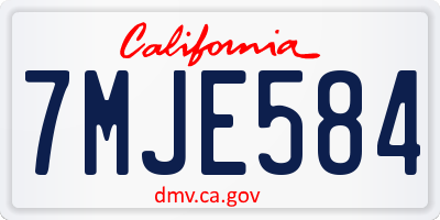 CA license plate 7MJE584