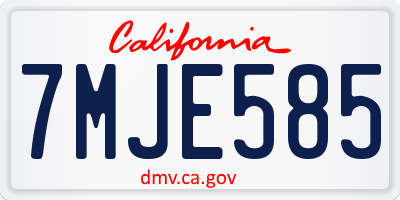 CA license plate 7MJE585