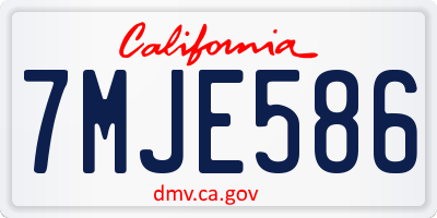 CA license plate 7MJE586