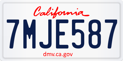 CA license plate 7MJE587
