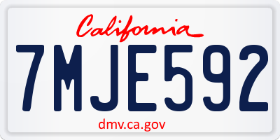 CA license plate 7MJE592