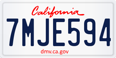 CA license plate 7MJE594