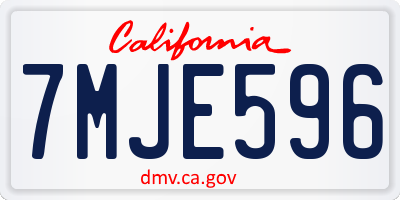 CA license plate 7MJE596
